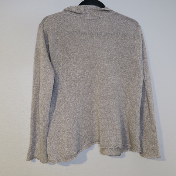Eileen Fisher Knit Linen Blend Open Front Cardigan Beige Boho Lagenlook Work - Picture 7 of 9